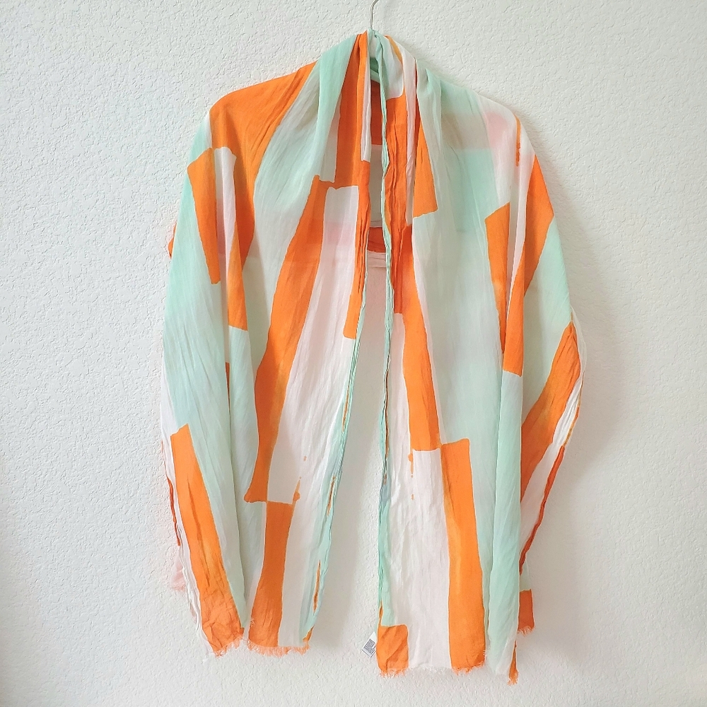 GAP Cotton Viscose Boho Crinkle Summer Scarf Boho Abstract Artsy Geometric